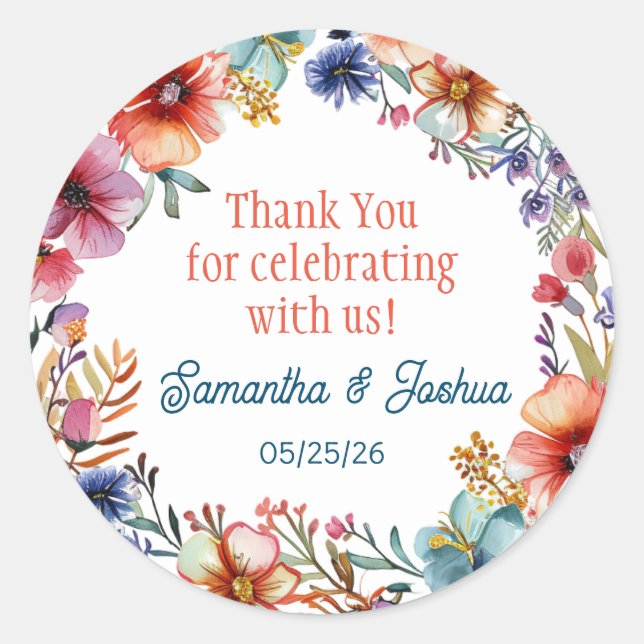 Elegantes Hochzeitseinladung-Siegel Runder Aufkleber (Vorderseite)