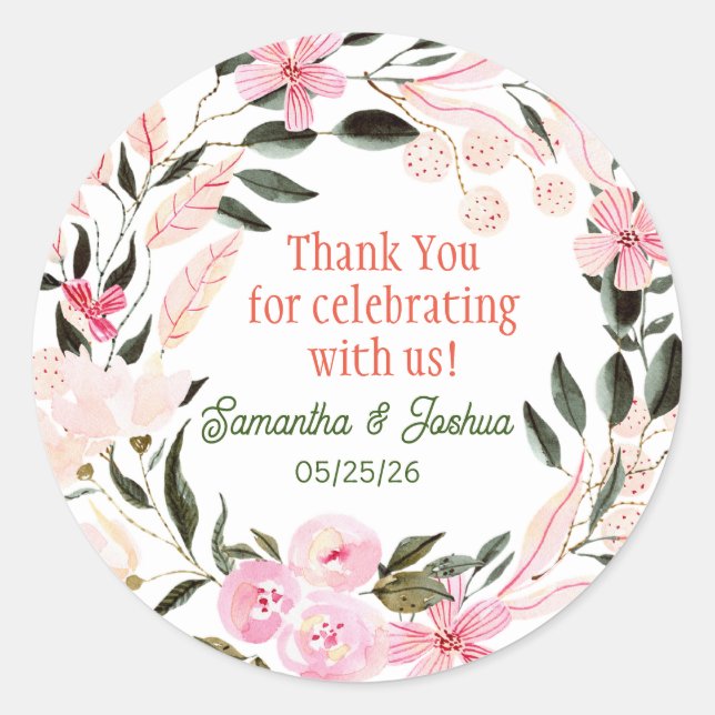 Elegantes Hochzeitseinladung-Siegel Runder Aufkleber (Vorderseite)