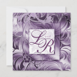 Elegantes Hochzeitsempfang Lila Silber ND Einladung