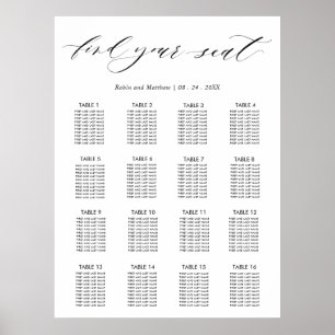 Elegantes Hochzeitsempfangs-Sitzplan-Schild Poster