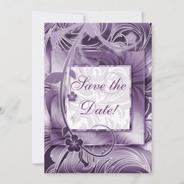 Elegantes Hochzeitserlebnis Lila Silber 2 Save The Date (Vorderseite)