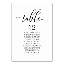 Elegantes Hochzeitsessen, Gästekarte