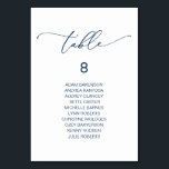 Elegantes Hochzeitsessen, Gästekartentisch Tischnummer<br><div class="desc">Hochzeitliches Abendessen Gästekartenkarte,  Modernes,  elegantes Script. Passen Sie den Text an und / oder entfernen und füllen Sie mit Ihrer Hochzeitsfeier themed (Navy Blue).</div>