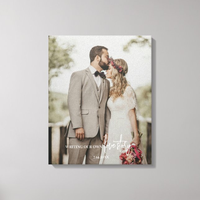 Elegantes Hochzeitsfoto-Script Leinwanddruck (Vorderseite)