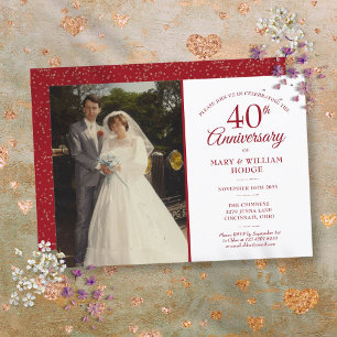 Elegantes Hochzeitsfoto zum 40. Hochzeitstag Rubin Einladung