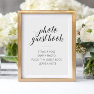 Elegantes Hochzeitsgästebuch-Schild für Fotos Poster