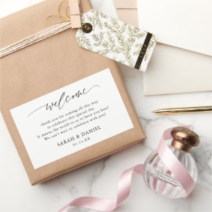 Elegantes Hochzeitsgeschenk Begrüßungskorb Rechteckiger Aufkleber