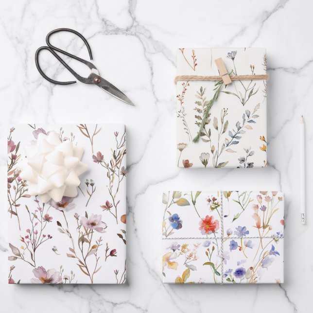 Elegantes Hochzeitsgeschenk für die Blume Geschenkpapier Set (Vorderseite)