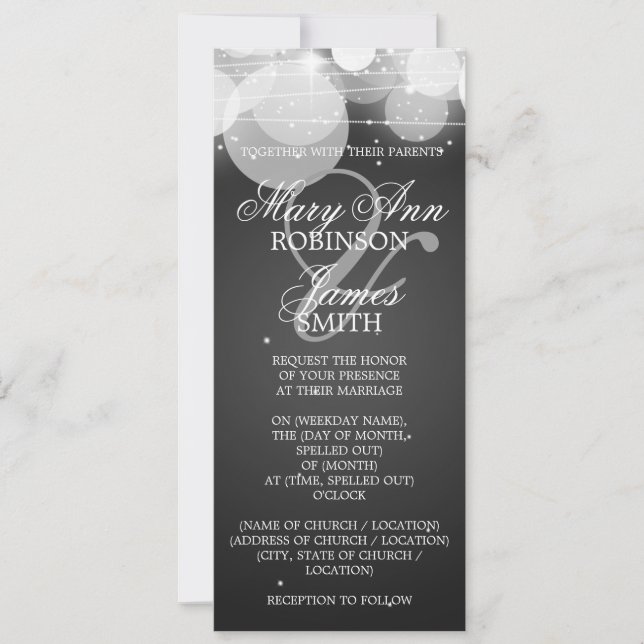 Elegantes Hochzeitsglanz und Sparkle Schwarz Einladung (Vorderseite)