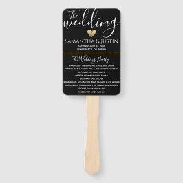 Elegantes Hochzeitsgold und Schwarzes Set von Fans Fächer