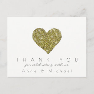 Elegantes Hochzeitsgoldenherz "Liebe & danke" Postkarte