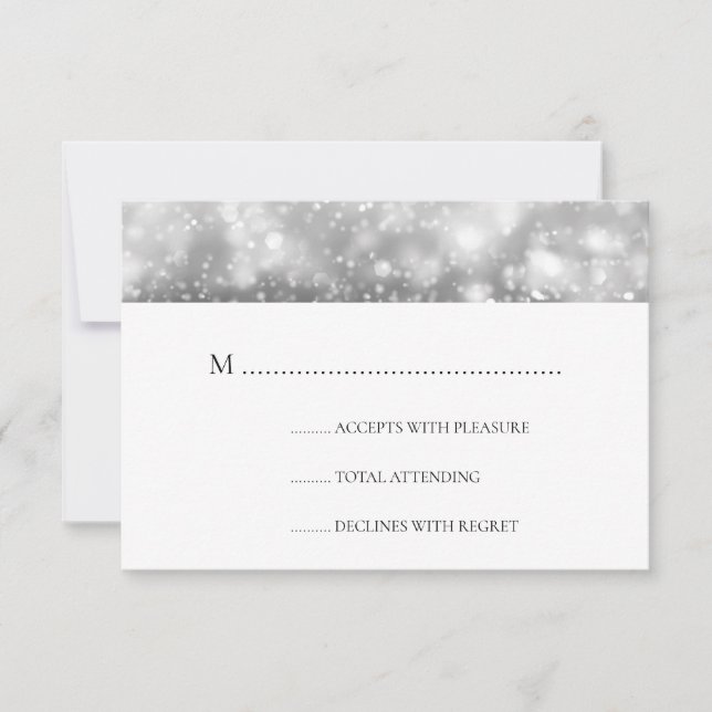 Elegantes Hochzeitshalber-UAWG Silber-Lichter RSVP Karte (Vorderseite)
