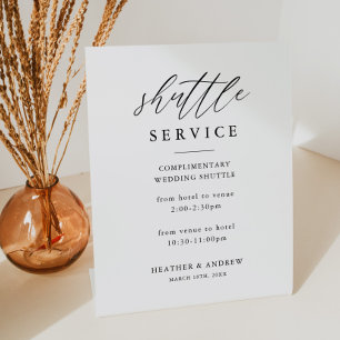 Elegantes Hochzeitshuttleservice Sockelschild