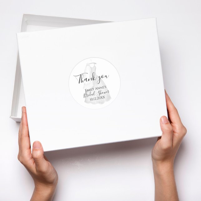 Elegantes Hochzeitskleid Brautparty nach Maß Runder Aufkleber (Wedding thank you sticker)