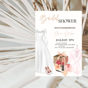 Elegantes Hochzeitskleid Brautparty Party Einladung