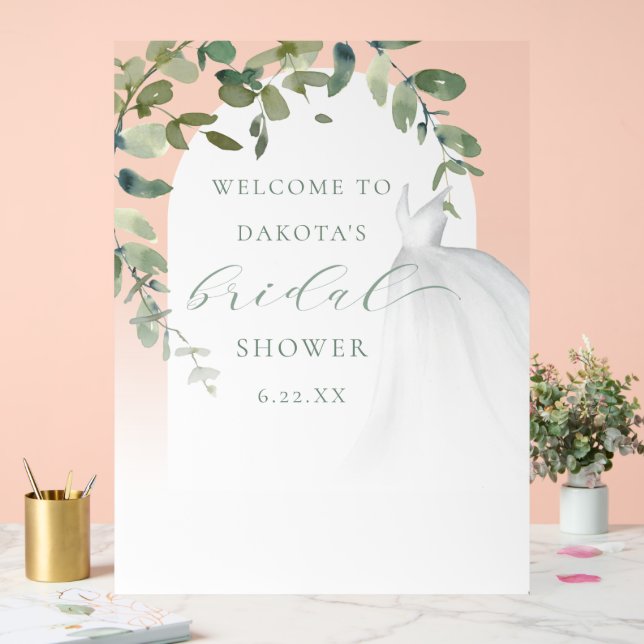 Elegantes Hochzeitskleid Brautparty Willkommen Acrylschild (Hochzeit)