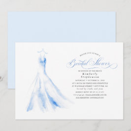 Elegantes Hochzeitskleid Dusty Blue Brautparty Einladung