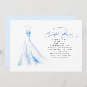 Elegantes Hochzeitskleid Dusty Blue Brautparty Einladung