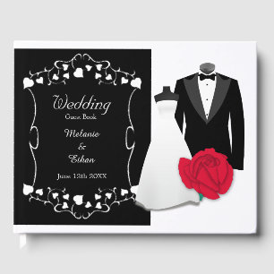 Elegantes Hochzeitskleid und Tuxedo Wedding Gästebuch