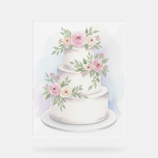 Elegantes Hochzeitskuchen Akryllisches Zeichen Acrylschild