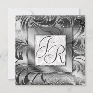 Elegantes Hochzeitsleder Floral Silver Einladung