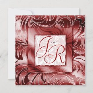 Elegantes Hochzeitsleder Floral Silver Red Einladung