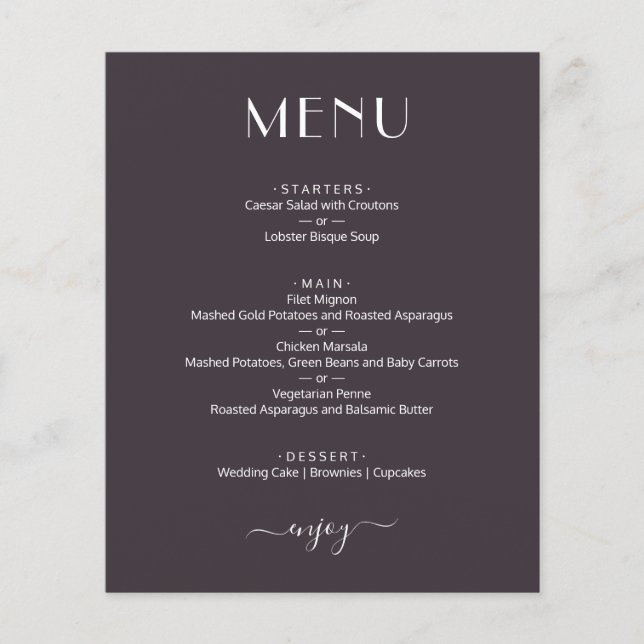 Elegantes Hochzeitsmenü für Wasserfarben Flyer (Vorne)