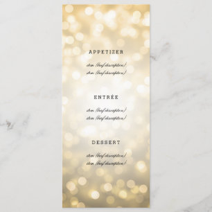 Elegantes Hochzeitsmenü Gold Glitzer Lights Menükarte