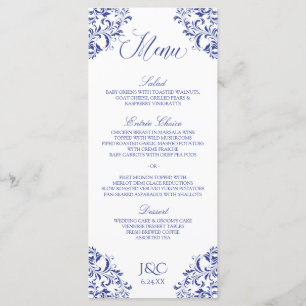Elegantes Hochzeitsmenü Nadine (Royal Blue) Menükarte