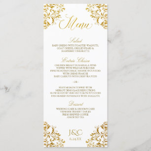 Elegantes Hochzeitsmenü Vintage Ecke (Imitate-Fo Menükarte