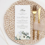 Elegantes Hochzeitsmenü von Elfenbein Menükarte<br><div class="desc">Erhöhen Sie Ihren Hochzeitsempfang mit unserem Elfenbeinblütenmenü. Dieses elegante Design besticht durch zarte Elfenbeinblüten,  die mit sanftem Grün verwoben sind und ein zeitloses und romantisches Ambiente für Ihren besonderen Tag schaffen.</div>