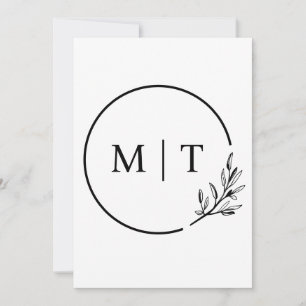 Elegantes Hochzeitsmonogramm Grünzeug Blätter Einladung