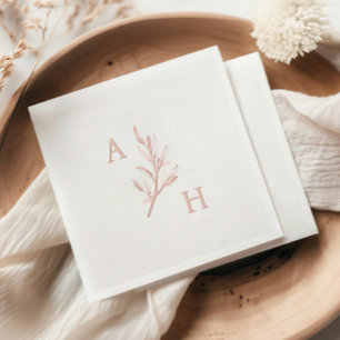 Elegantes Hochzeitsmonogramm Grünzeug Blätter Servietten Mit Folie