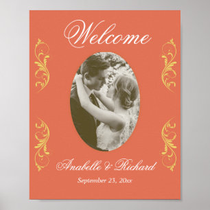 Elegantes Hochzeitsoulenposter mit Foto Poster