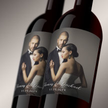 Elegantes Hochzeitspaar-Foto-Weinetikett