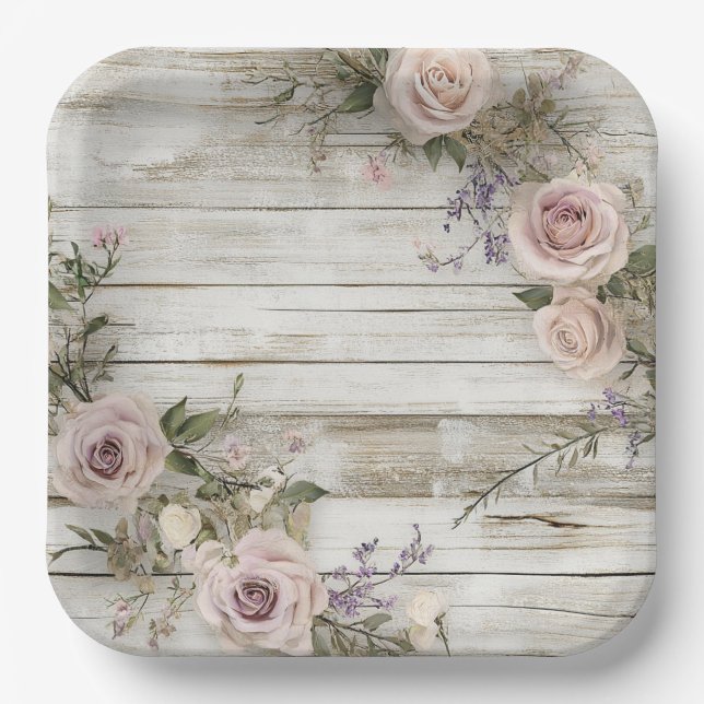 Elegantes Hochzeitspapier Pappteller (Vorderseite)