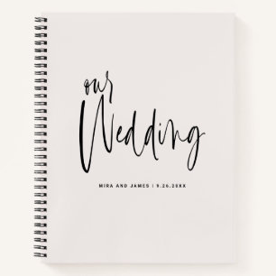 Elegantes Hochzeitsplanungsbuch im dezenten Skript Notizbuch