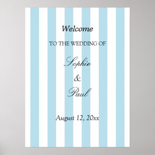 Elegantes Hochzeitsposter mit hellblauen Streifen Poster