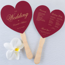 Elegantes Hochzeitsprogramm Burgundy Heart Gold Sc