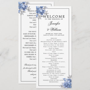 Elegantes Hochzeitsprogramm Dusty Blue Rustikale B Einladung