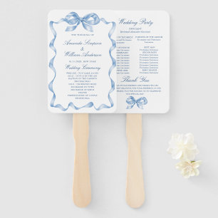 Elegantes Hochzeitsprogramm für Blue Hand Drawn Bo Fächer