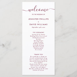 Elegantes Hochzeitsprogramm für Burgund Programm