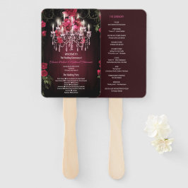 Elegantes Hochzeitsprogramm für Burgundy Chandelie Fächer
