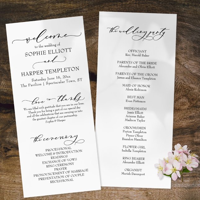 Elegantes Hochzeitsprogramm für den Schriftart mit (Von Creator hochgeladen)