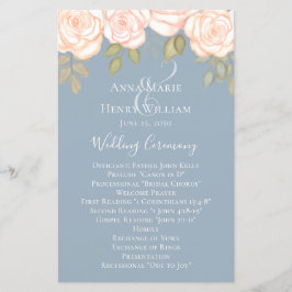 Elegantes Hochzeitsprogramm für die Rose Dusty Blu
