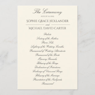 Elegantes Hochzeitsprogramm für Elfenbein Programm