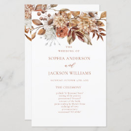 Elegantes Hochzeitsprogramm für Herbst