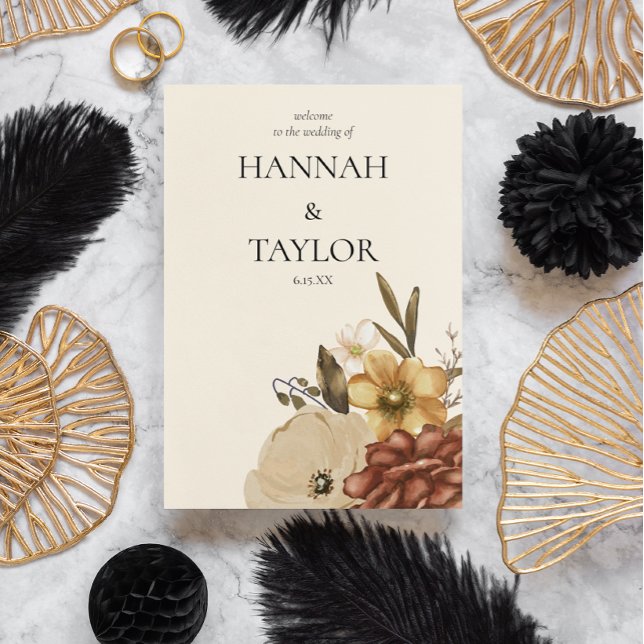 Elegantes Hochzeitsprogramm für Herbst-Flora Programm (Von Creator hochgeladen)