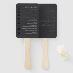 Elegantes Hochzeitsprogramm für Holzkohle Fächer