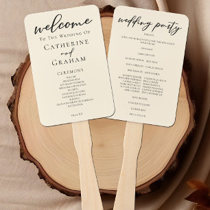 Elegantes Hochzeitsprogramm für Ivory Simple Typog Fächer